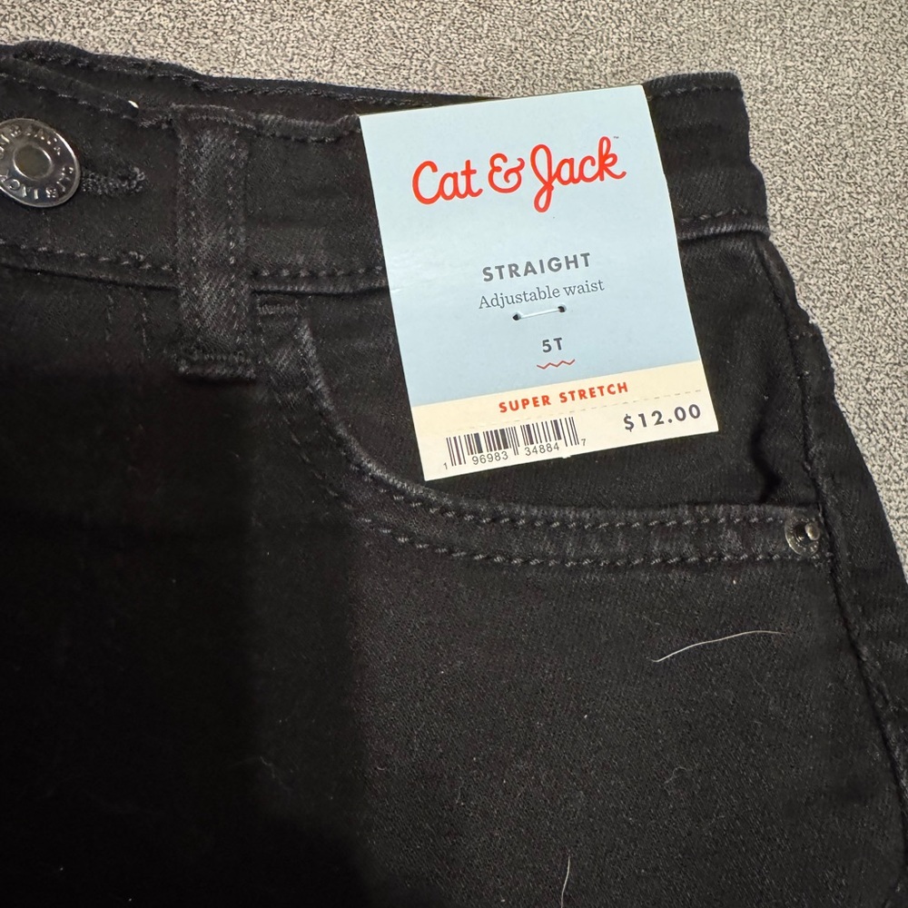 Cat & jack brand Black Straight Jeans Classic Style